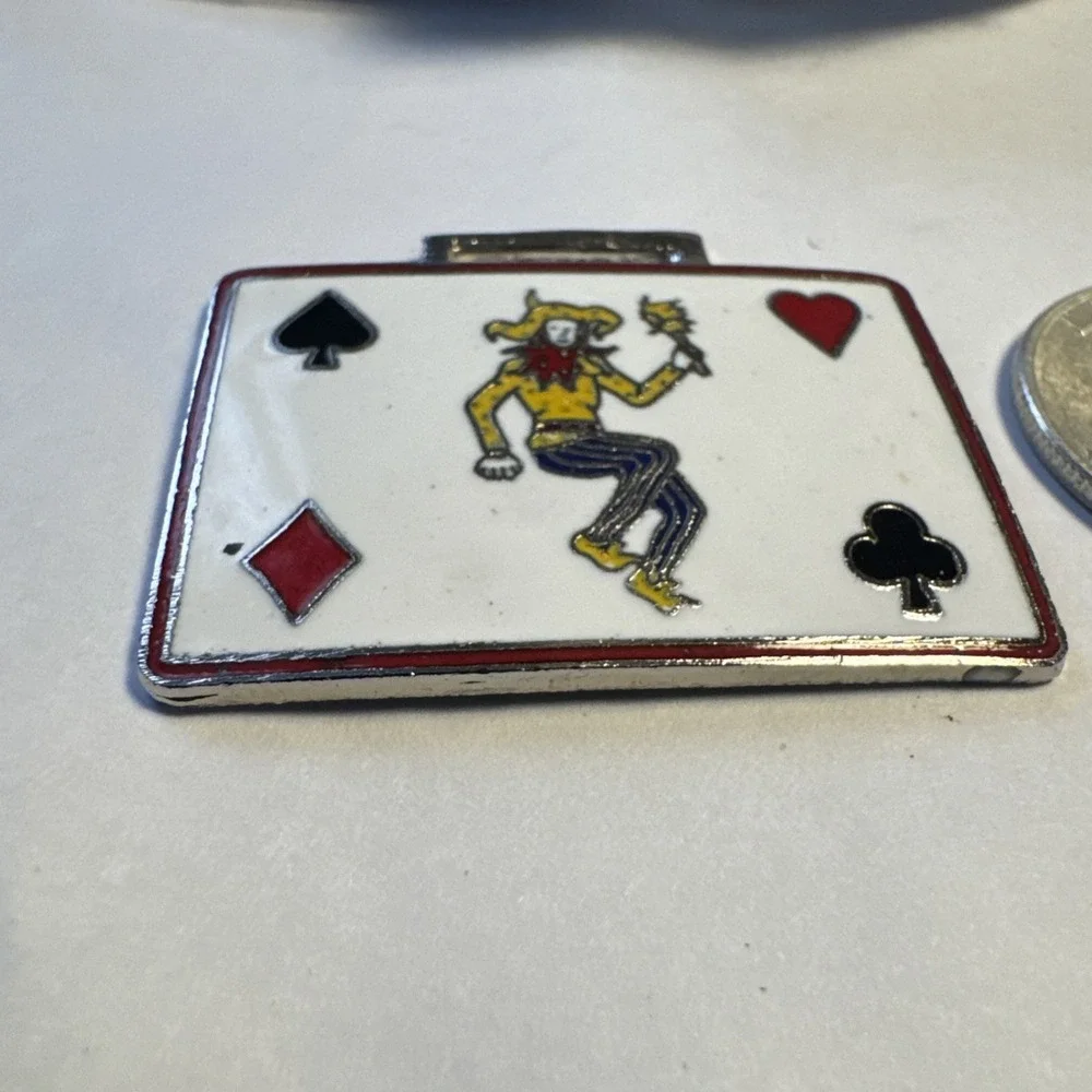 Vintage Joker Playing Card Gambling Watch Fob Key Chain Charm Pendant